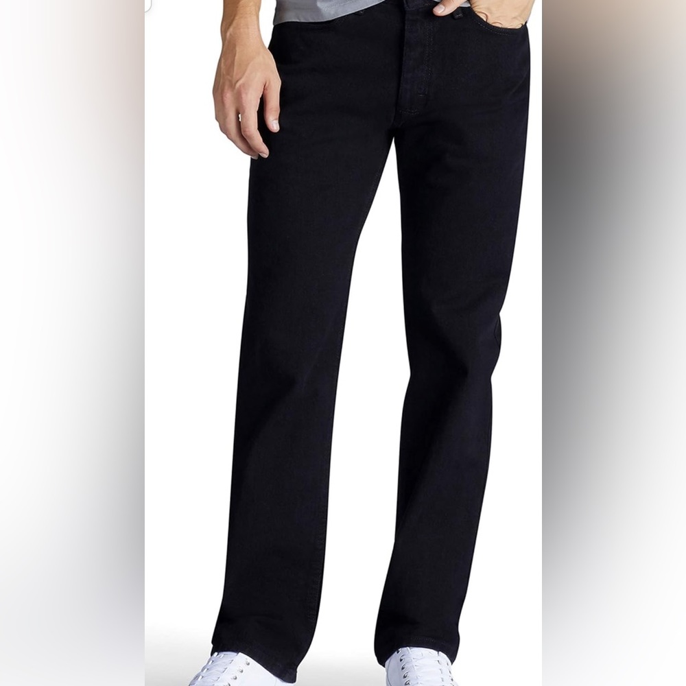 Lee Men's Relaxed Fit Straight Leg Jean Double Black W 34 x L 32 New with Tags